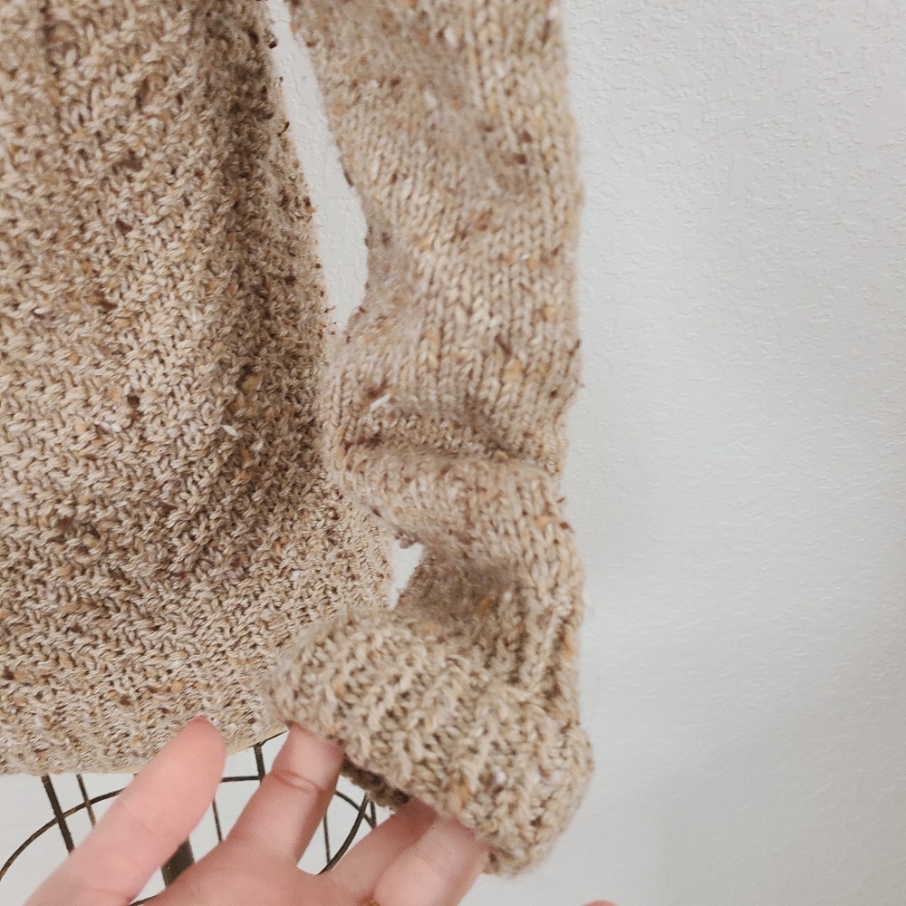 Vintage Marled Knit Mock Neck Puff Sleeve Sweater - Picture 5 of 9